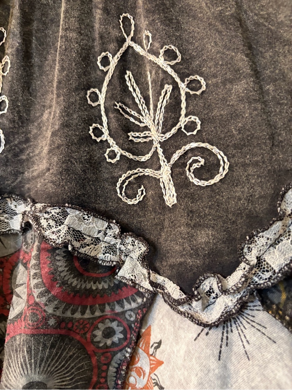 Pol acid wash patchwork maxi skirt - Picture 5 of 7